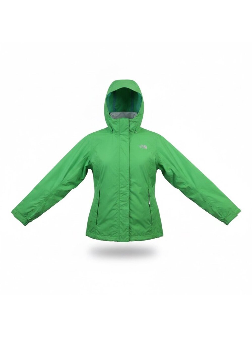 The North Face Womens Green Hooded Rain Jacket Breathable Lightweight Size L